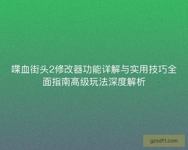 喋血街头2修改器功能详解与实用技巧全面指南高级玩法深度解析